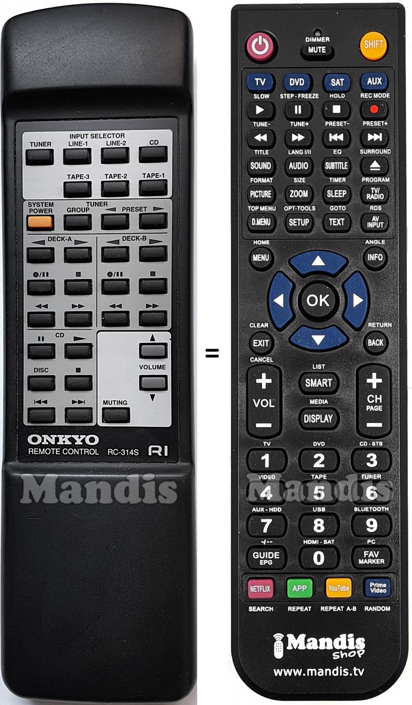 Télécommande équivalente RC-314S