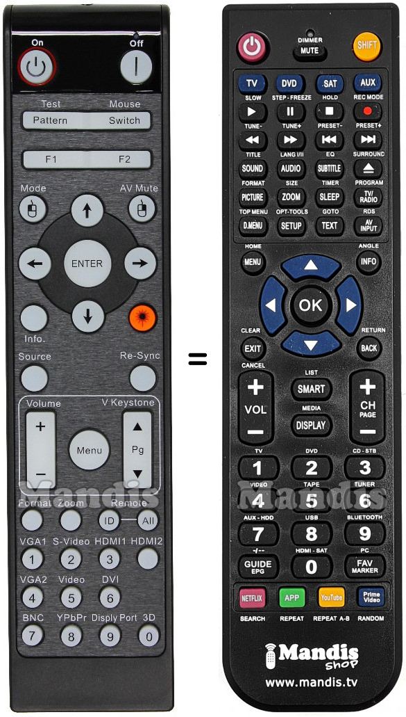 Télécommande équivalente Optoma X600