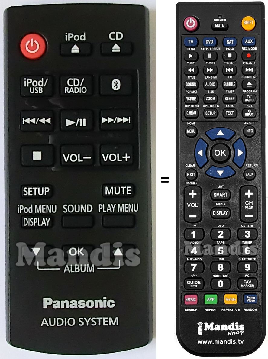 Télécommande équivalente Panasonic N2QAYC000081