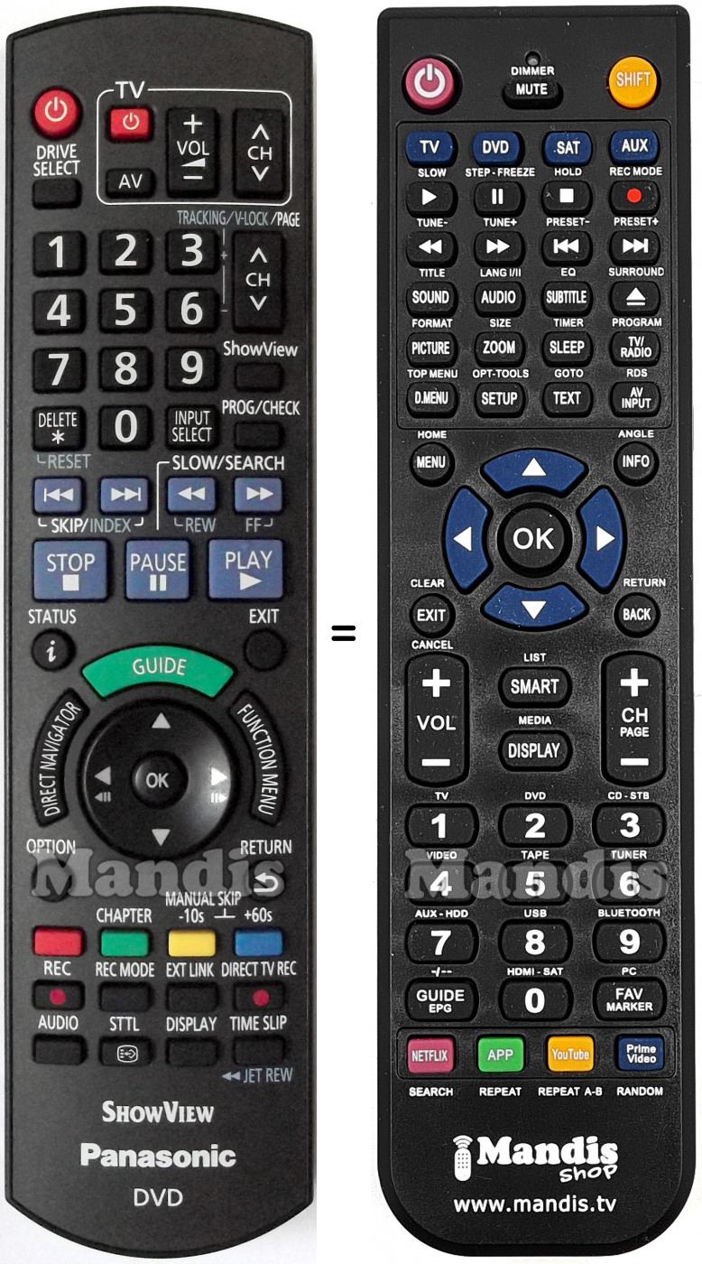 T&eacute;l&eacute;commande &eacute;quivalente Panasonic N2QAYB000467