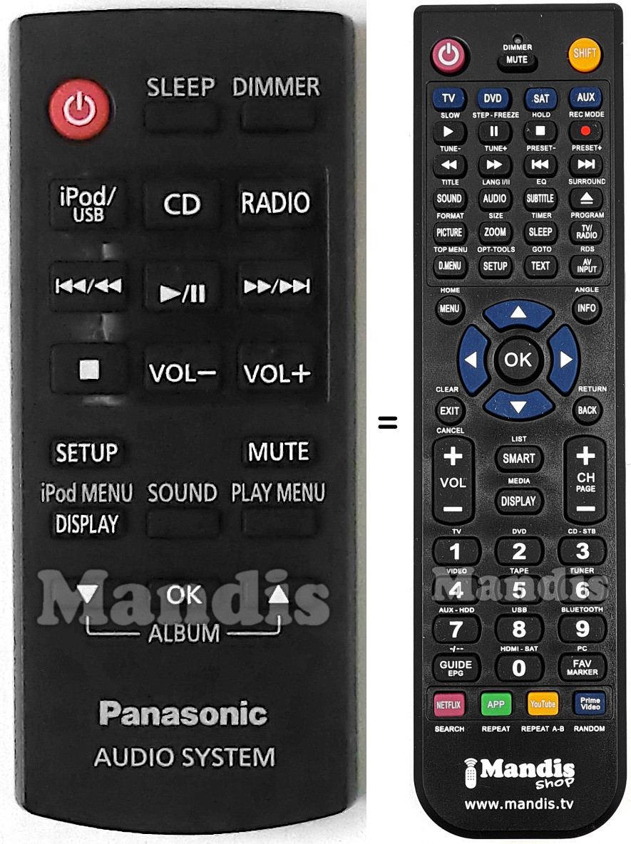 Télécommande équivalente Panasonic N2QAYC000079