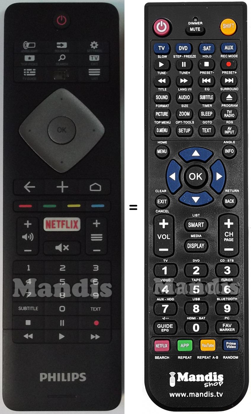 Télécommande équivalente Philips YKF400-002
