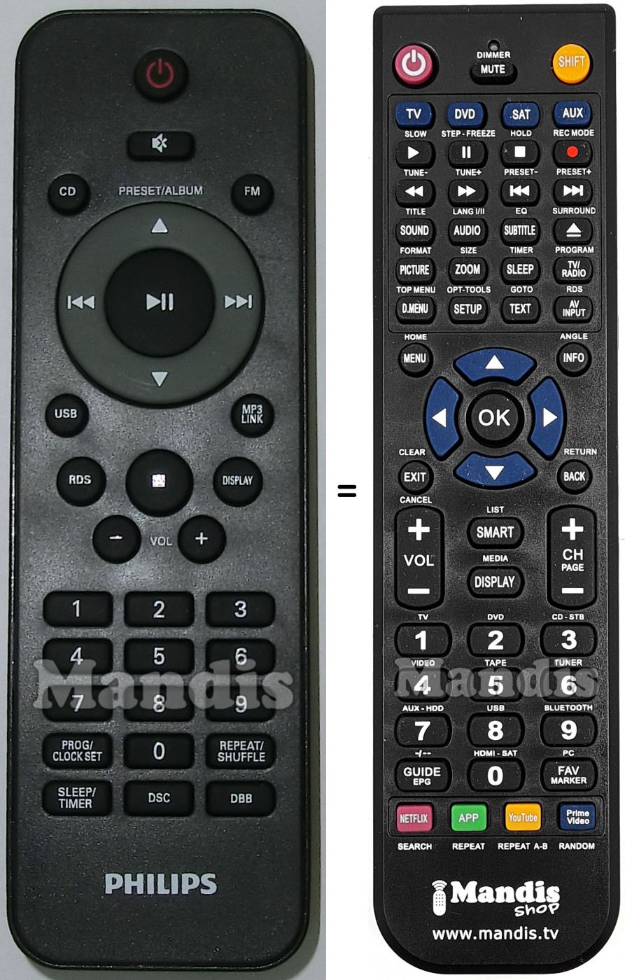 Télécommande équivalente Philips 996510048274