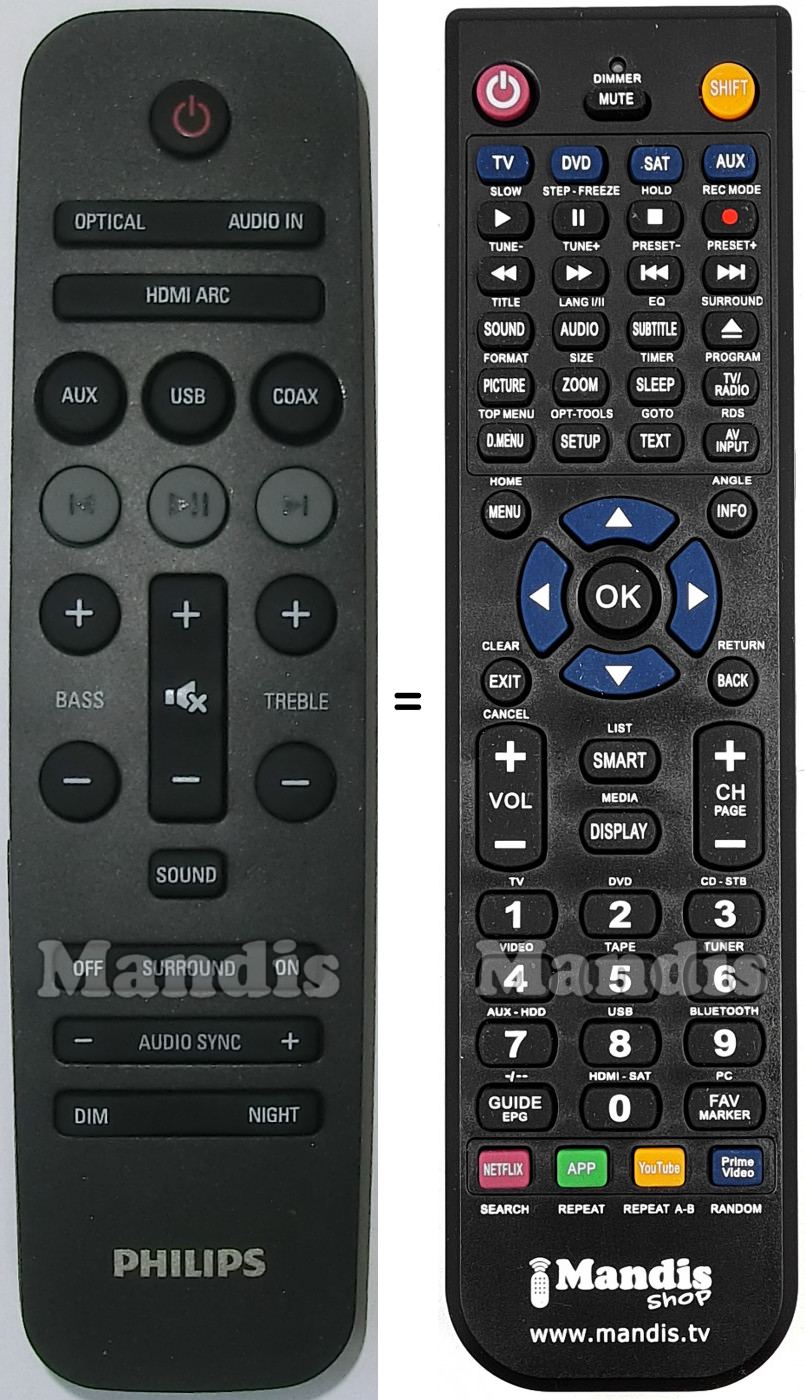 Télécommande équivalente Philips 996580000772