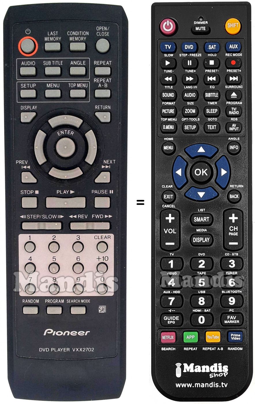 T&eacute;l&eacute;commande &eacute;quivalente Pioneer VXX2702