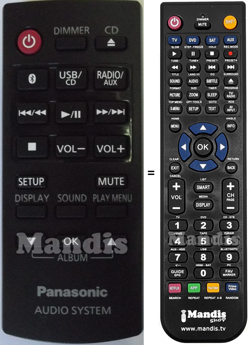 T&eacute;l&eacute;commande &eacute;quivalente Panasonic N2QAYB000944