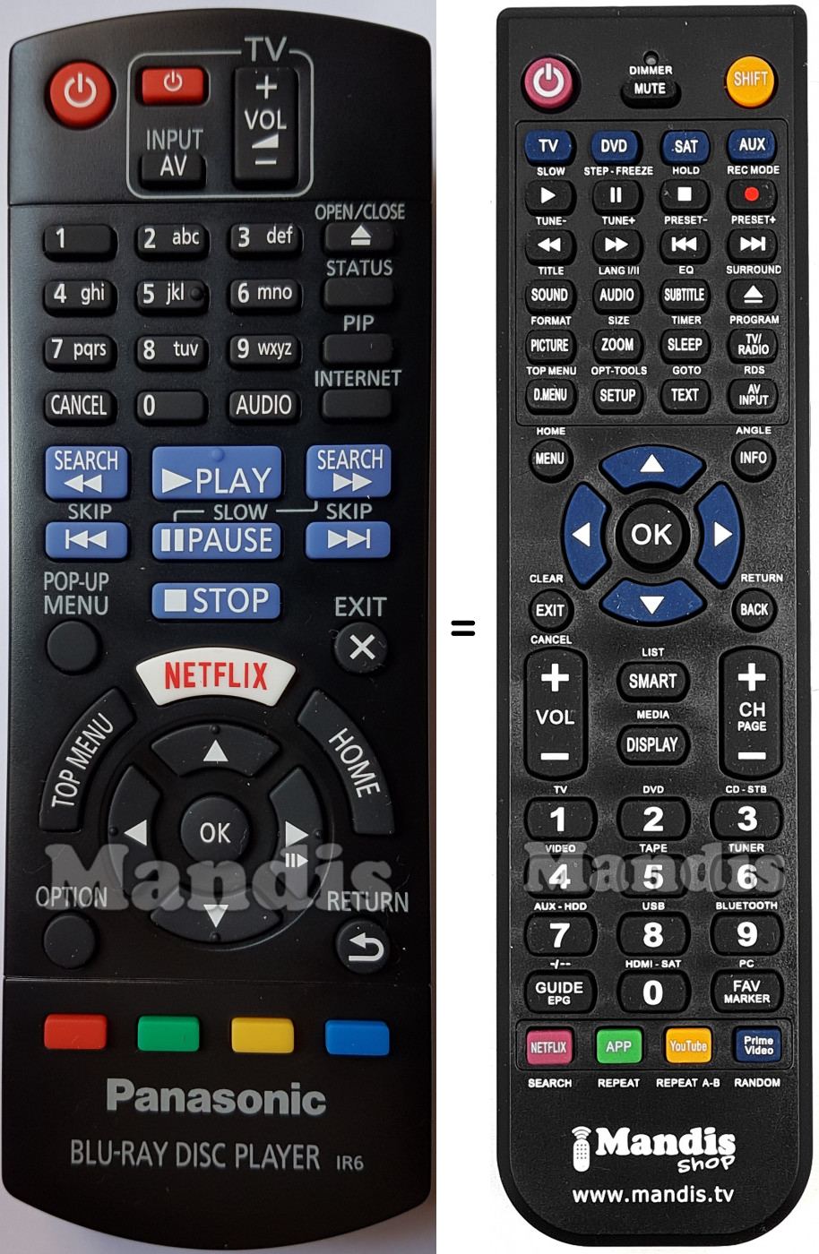Télécommande équivalente Panasonic N2QAYB001030