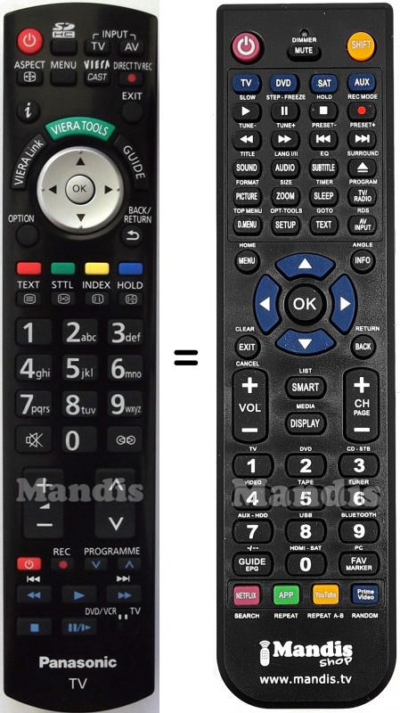 T&eacute;l&eacute;commande &eacute;quivalente Panasonic N2QAYB 000353