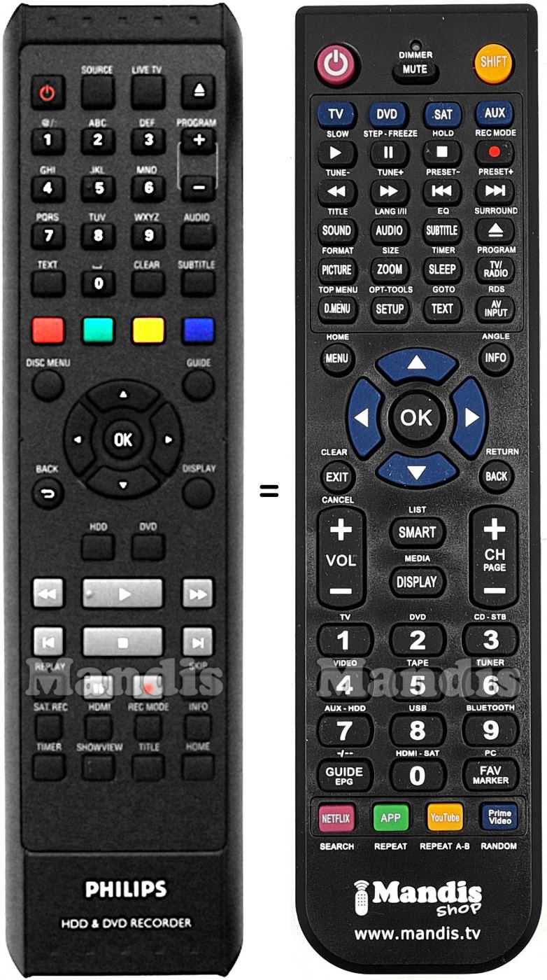 Télécommande équivalente Philips HDR370031