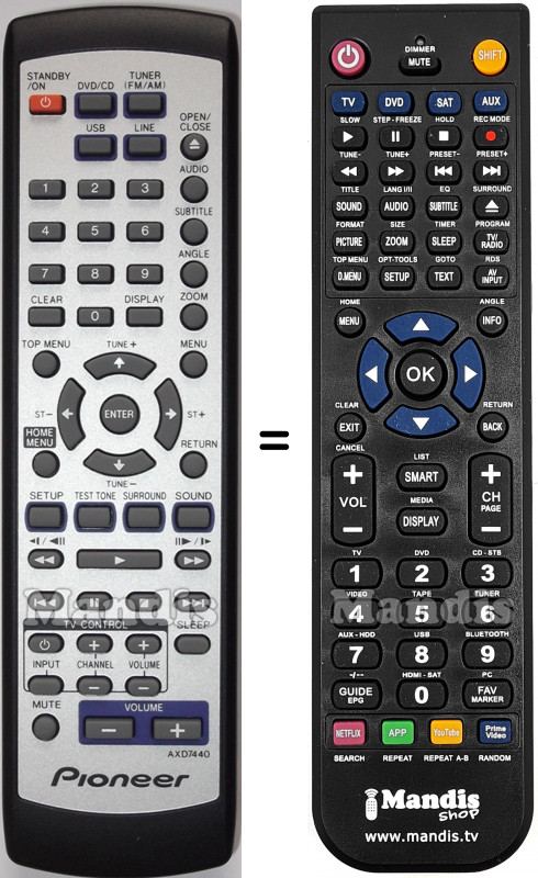 Télécommande équivalente Pioneer AXD7440