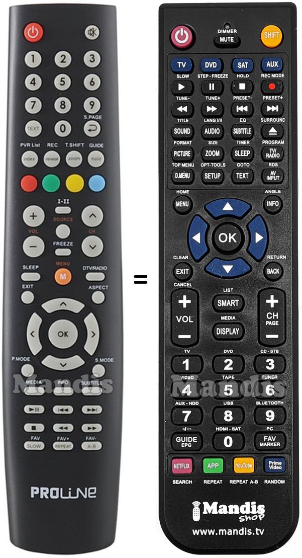 Télécommande équivalente Proline L3217HDLED