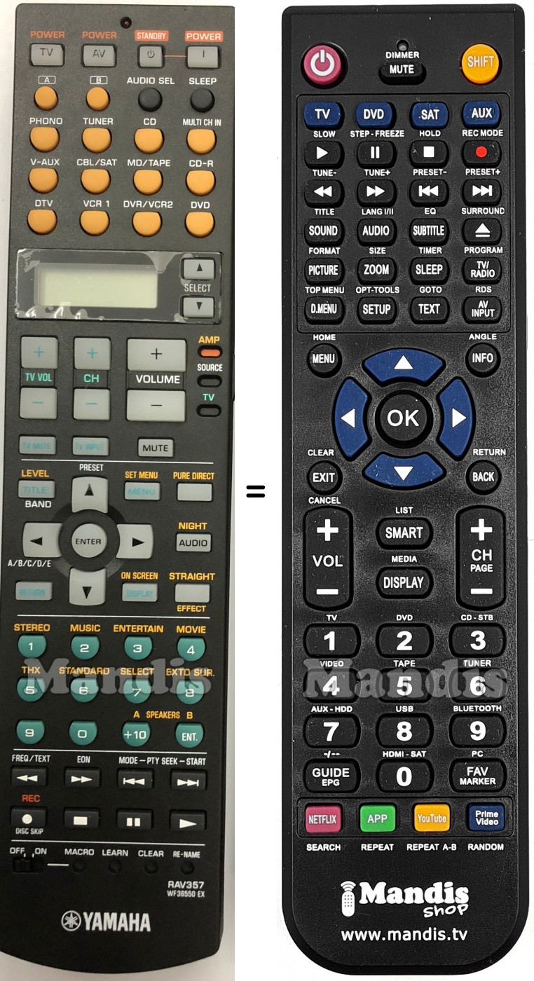 T&eacute;l&eacute;commande &eacute;quivalente Yamaha RAV357
