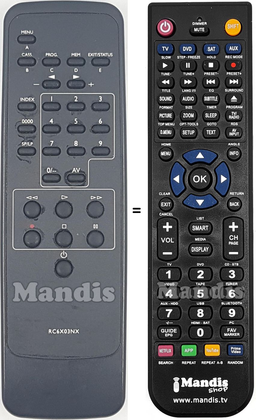 T&eacute;l&eacute;commande &eacute;quivalente Brandt RC6X03NX