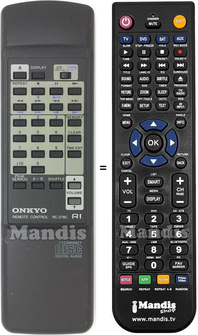 Télécommande équivalente RC-278C