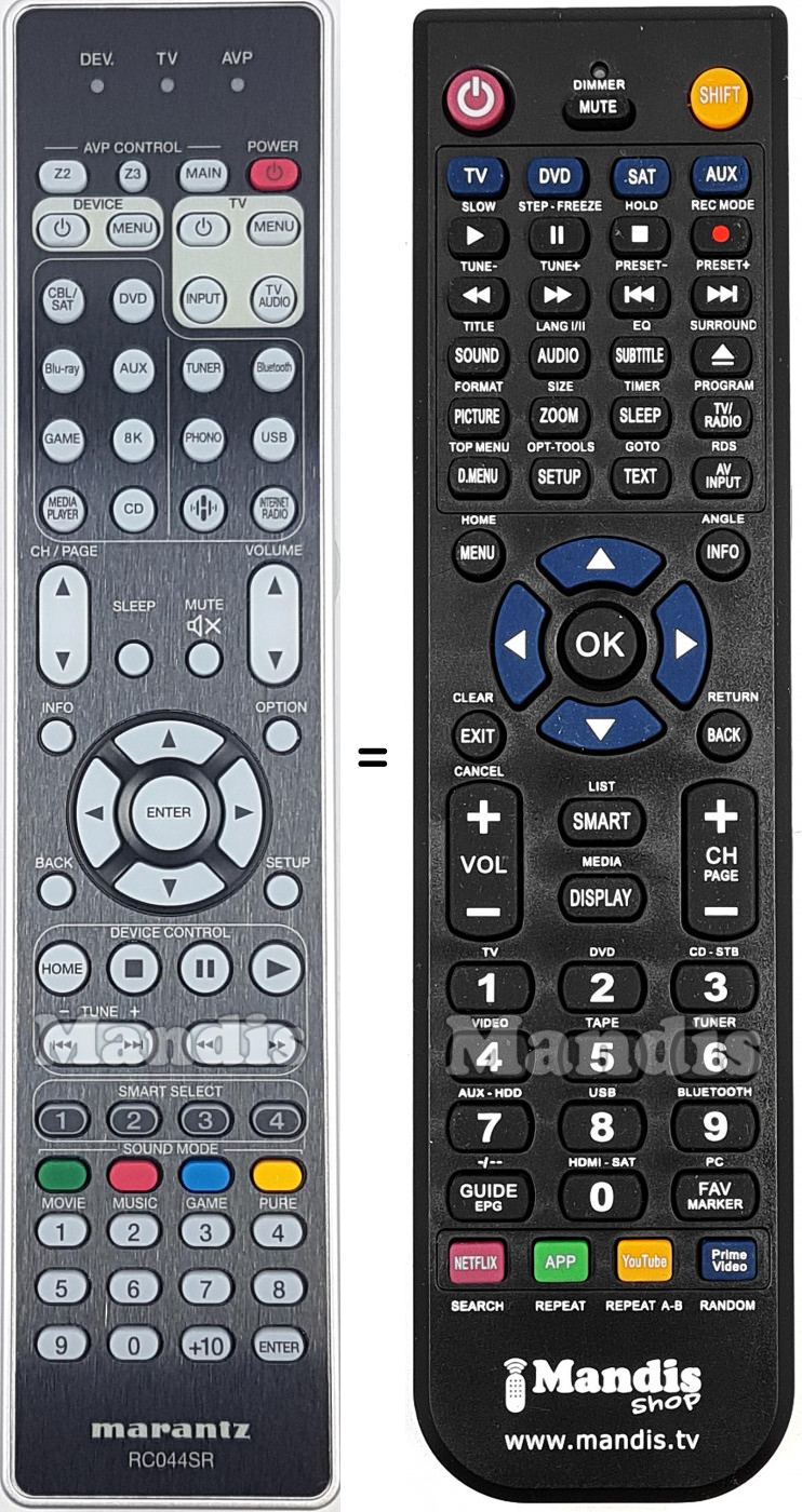 T&eacute;l&eacute;commande &eacute;quivalente Marantz RC-044SR