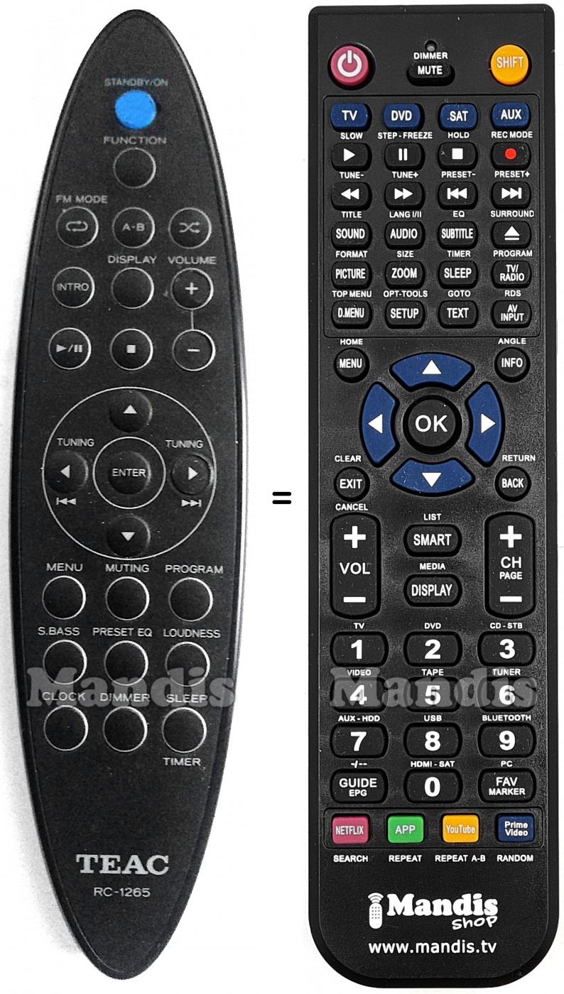 Télécommande équivalente RC-1265