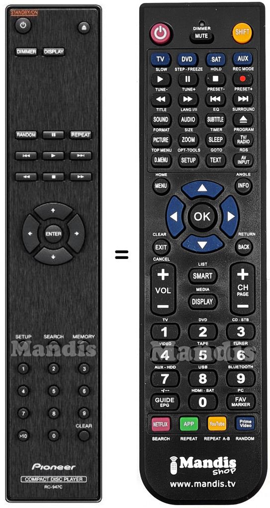 Télécommande équivalente RC-947C