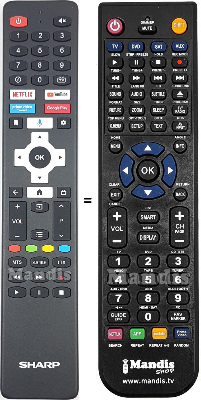 T&eacute;l&eacute;commande &eacute;quivalente Sharp RC-ES02-EN27