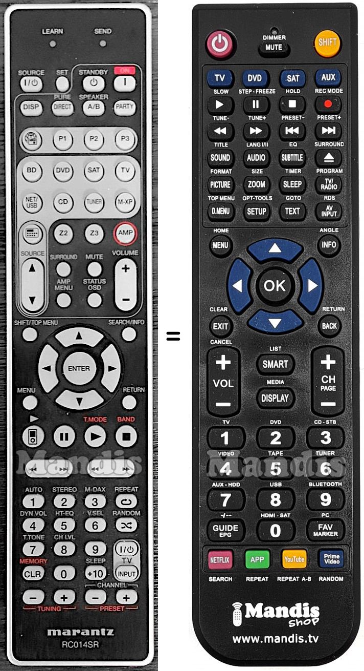 Télécommande équivalente Marantz RC014SR