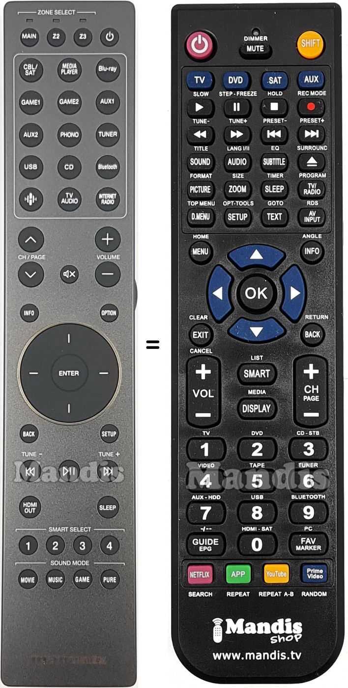 Télécommande équivalente Marantz RC051SR