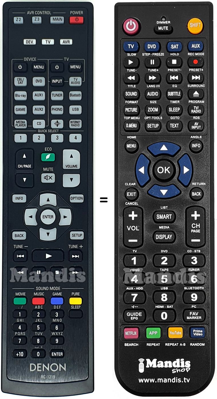 Télécommande équivalente Denon RC-1219