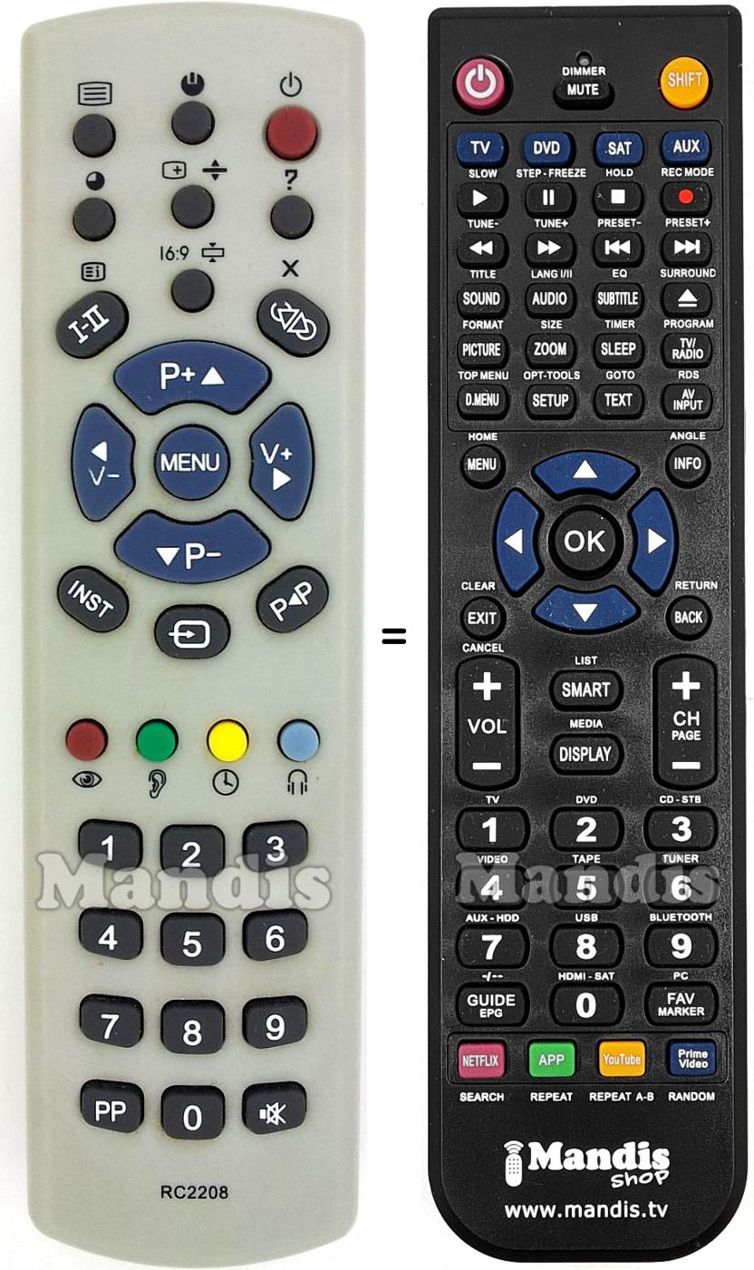 Télécommande équivalente Bluesky RC 2208