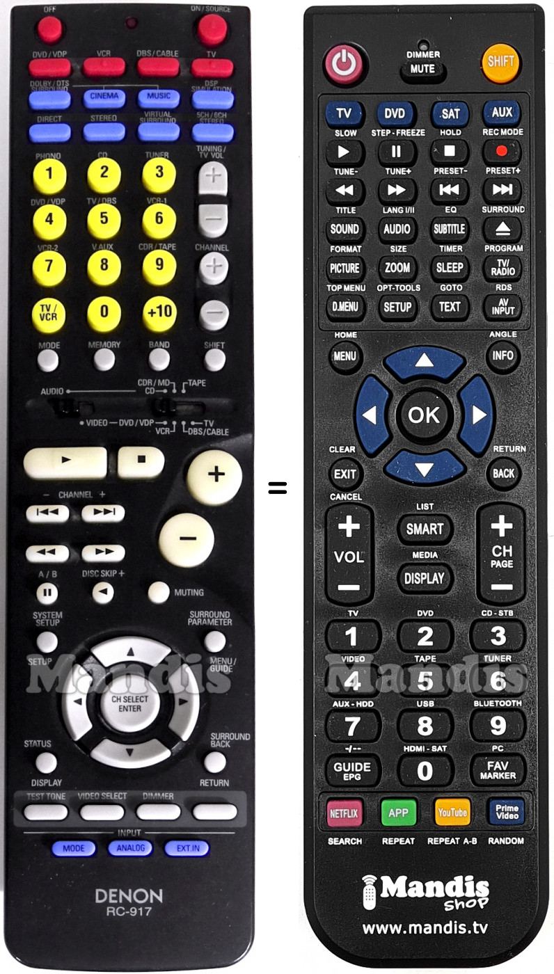 T&eacute;l&eacute;commande &eacute;quivalente Denon RC-917