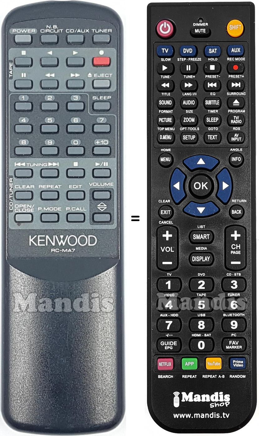 Télécommande équivalente RC-MA7