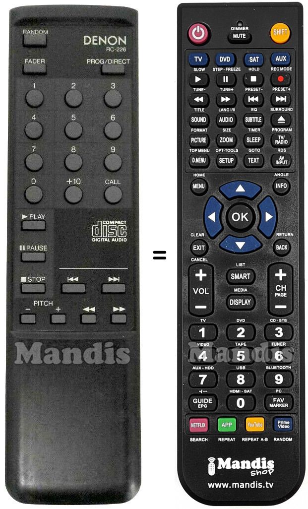 Télécommande équivalente RC-226