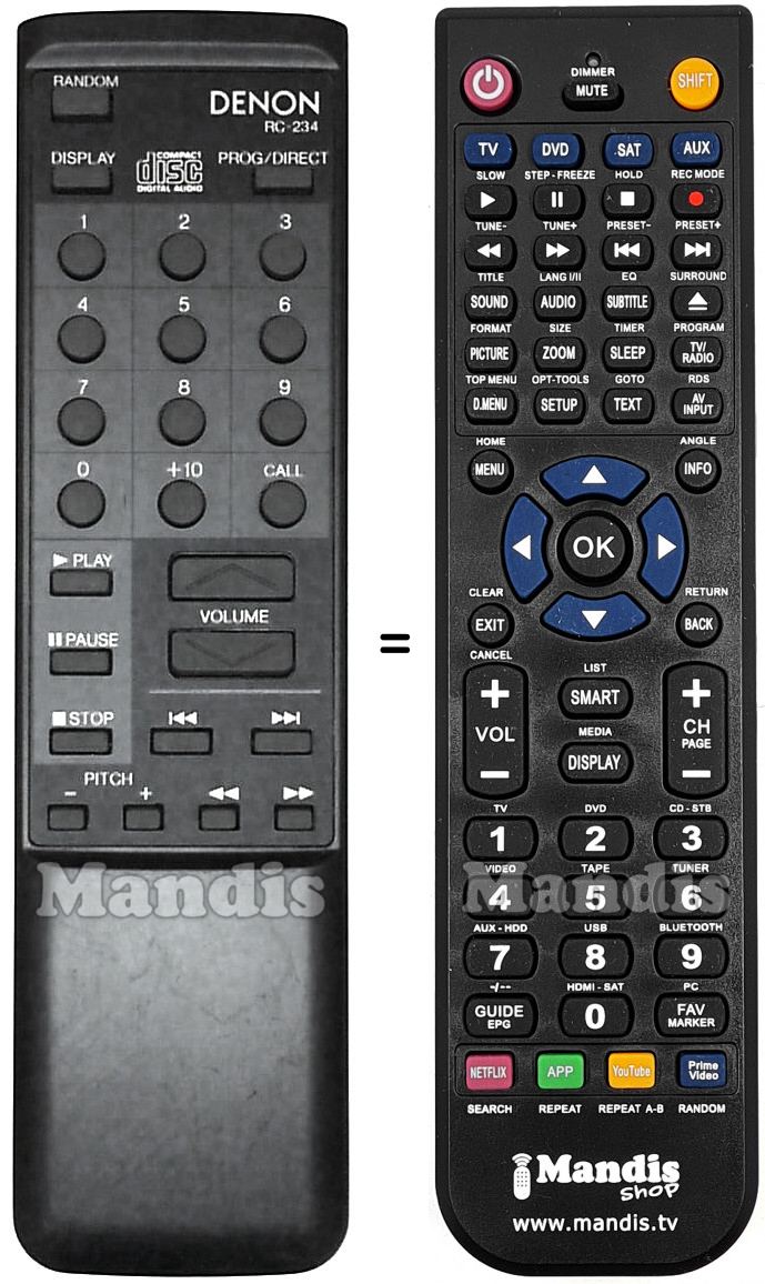 Télécommande équivalente Denon RC-234-Denon