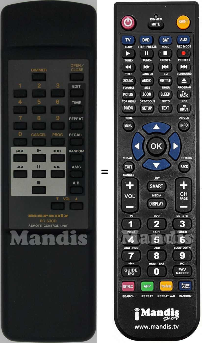 Télécommande équivalente Marantz RC-63CD