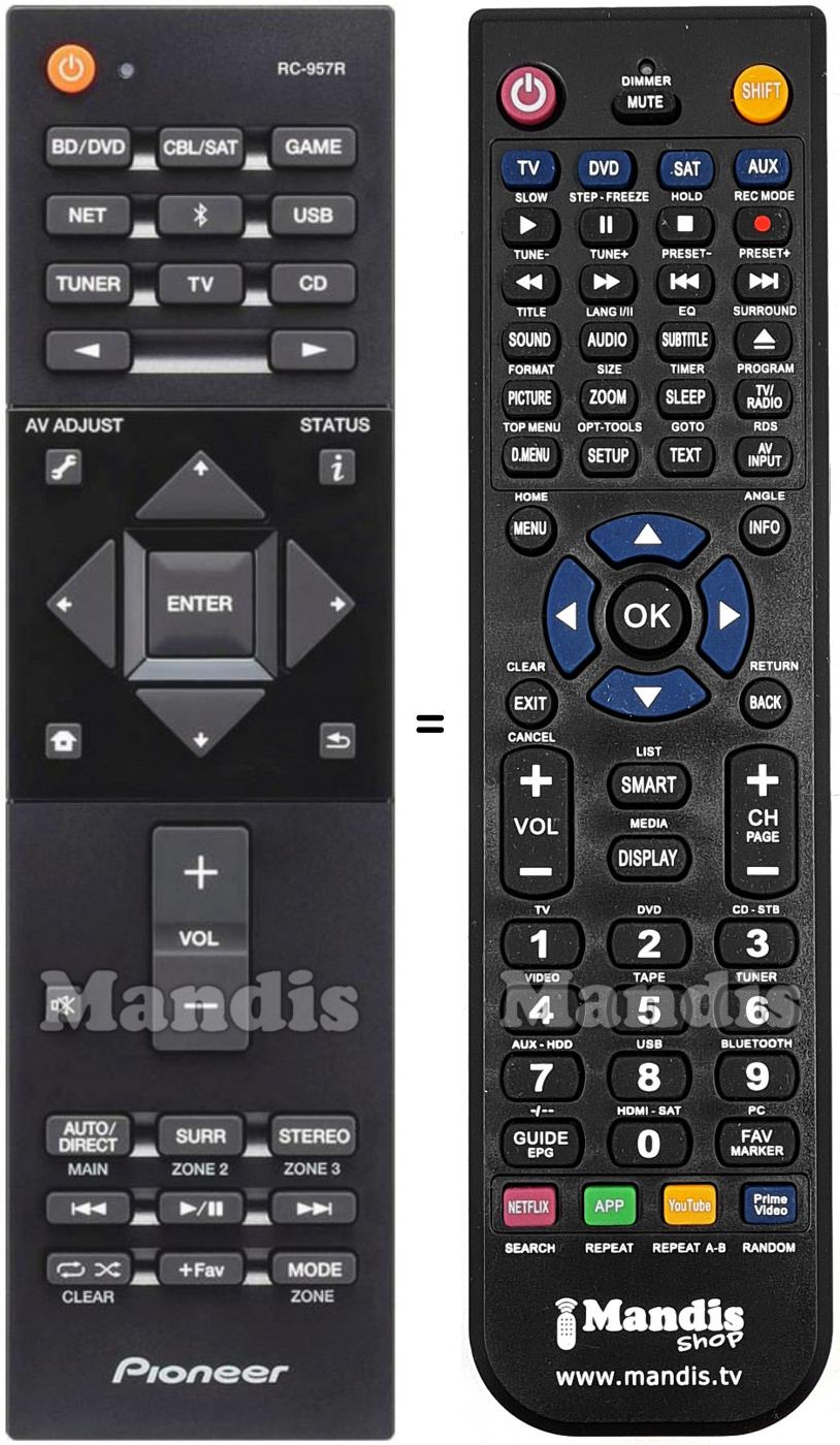 T&eacute;l&eacute;commande &eacute;quivalente Pioneer RC-957R