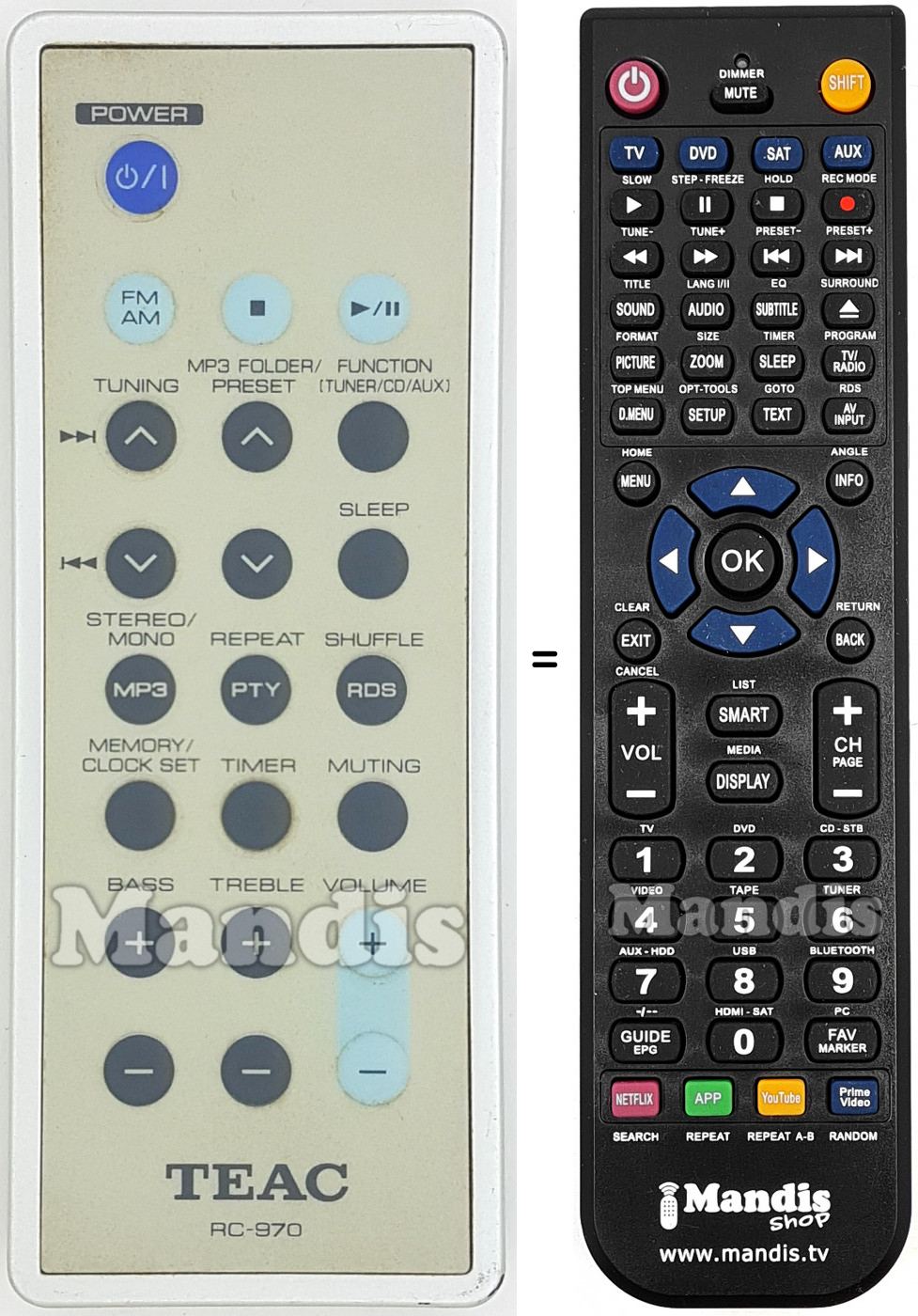 Télécommande équivalente RC-970