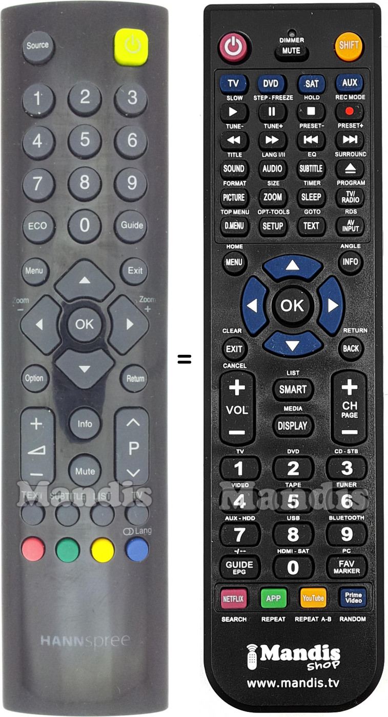 T&eacute;l&eacute;commande &eacute;quivalente Hannspree RC3010E01