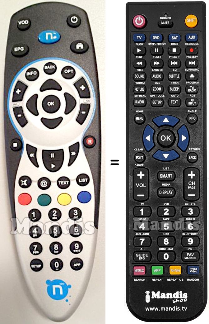 Télécommande équivalente Adb RC60234R0000
