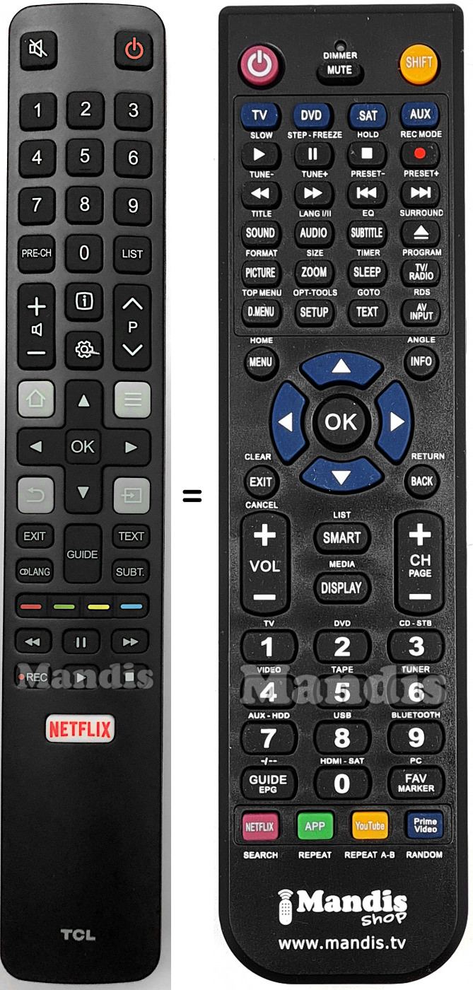 Télécommande équivalente RC802NYAI2