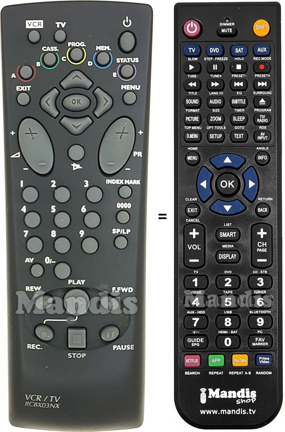 T&eacute;l&eacute;commande &eacute;quivalente Saba RC8X03NX