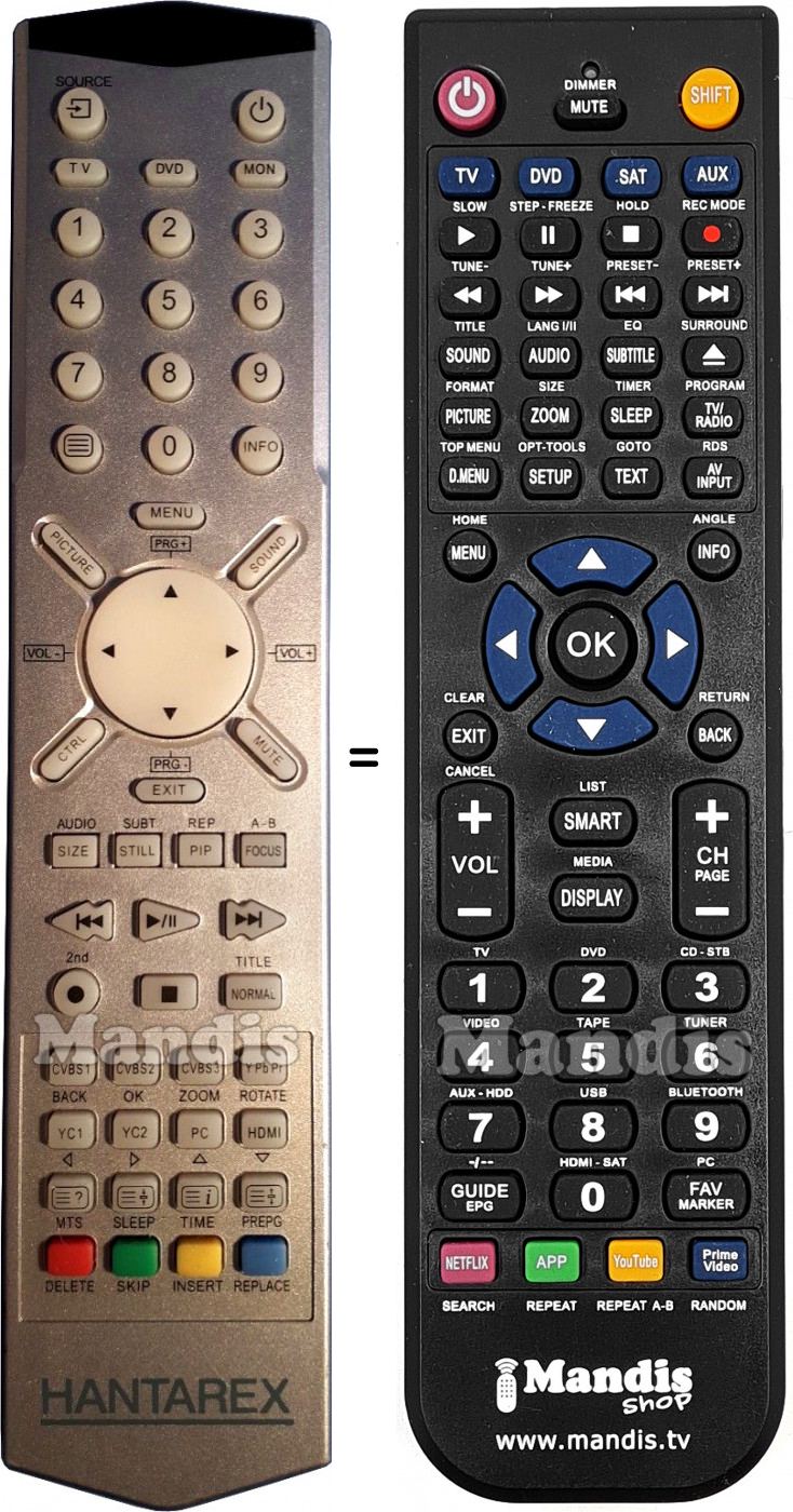 Télécommande équivalente HANTAREX REMCON409