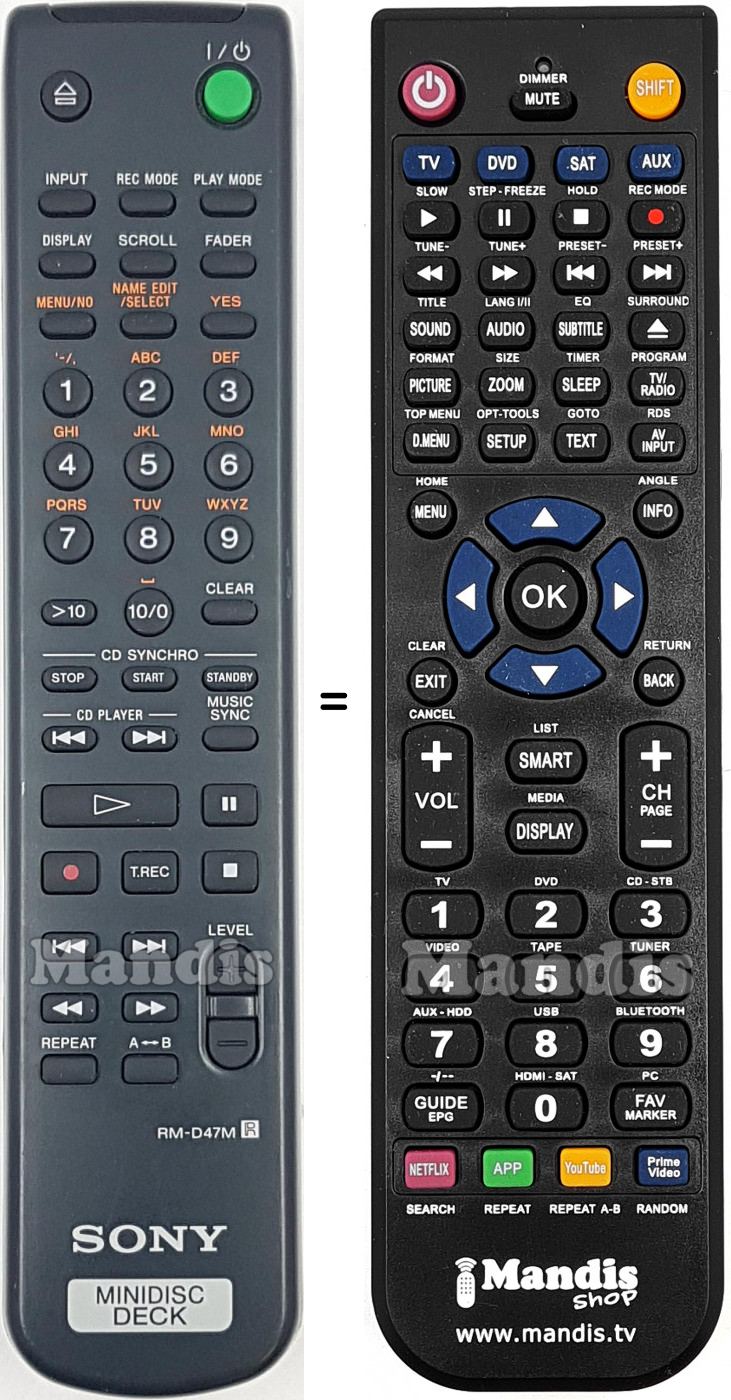 Télécommande équivalente RM-D47M
