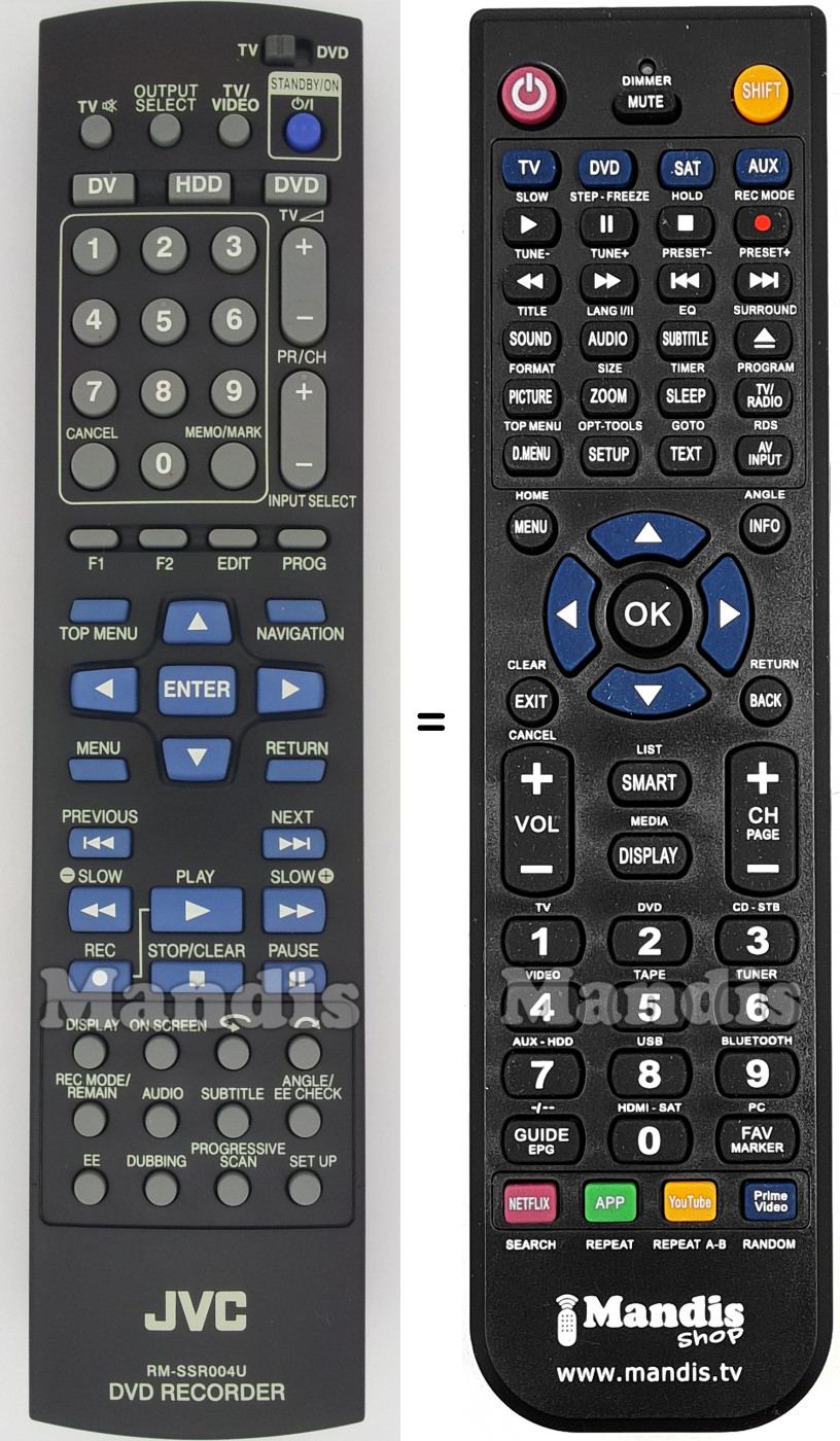 Télécommande équivalente JVC RMSSR004U