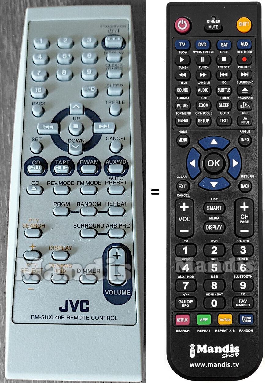 Télécommande équivalente JVC RM-SUXL40R