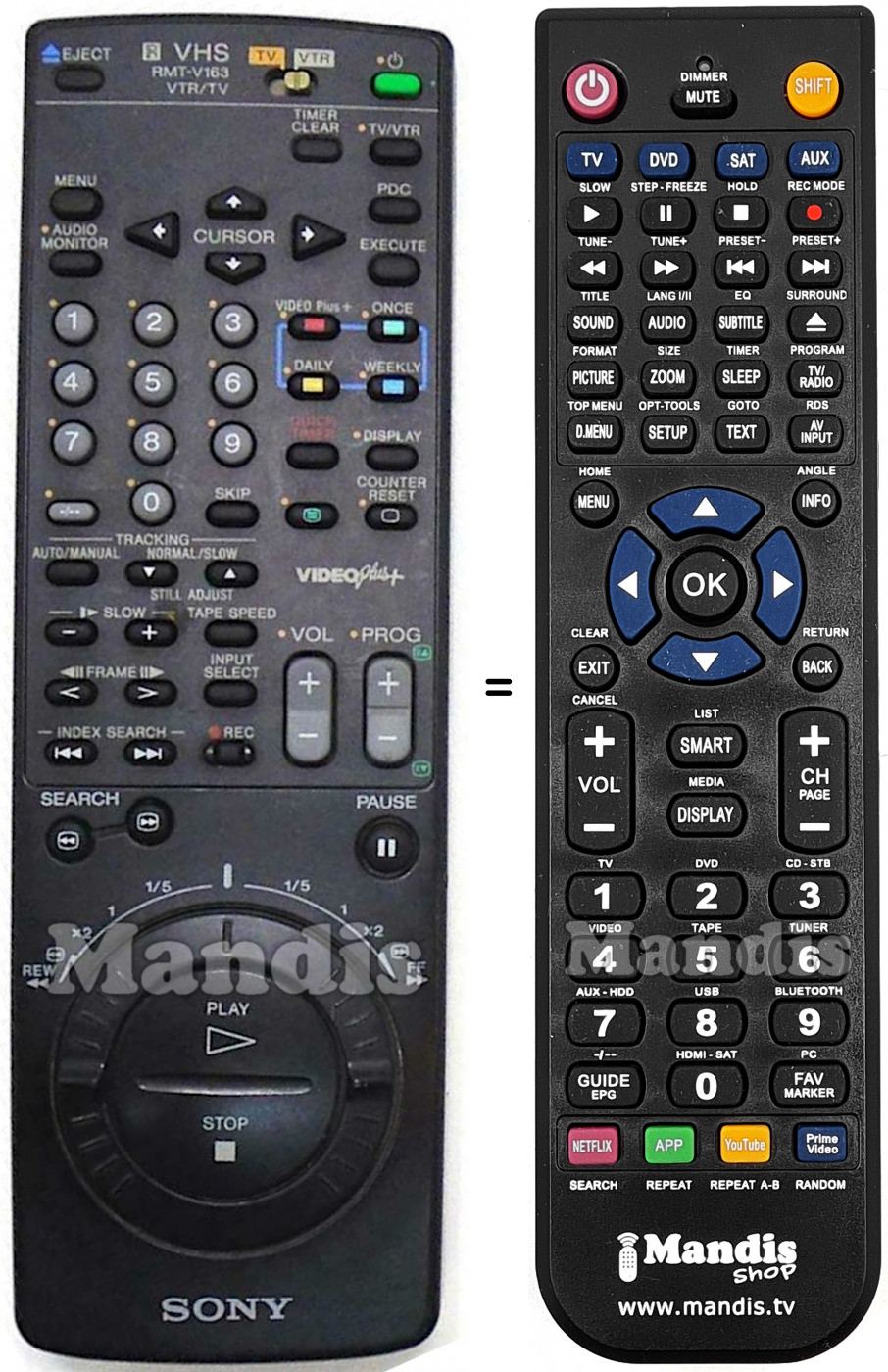 Télécommande équivalente Sony RMT-V163A