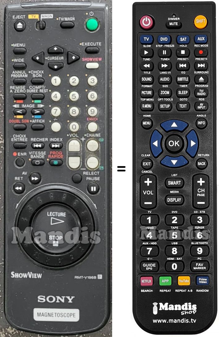 Télécommande équivalente RMT-V196B