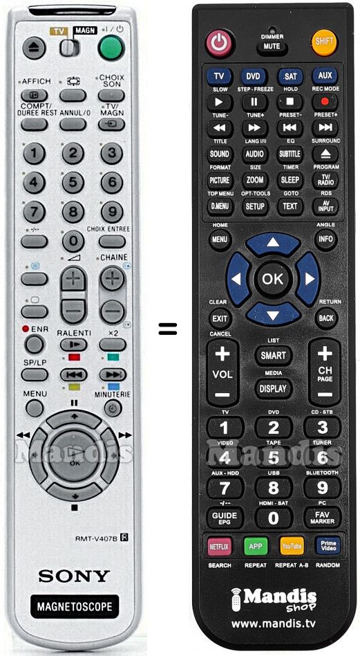 Télécommande équivalente Sony RMT-V407B