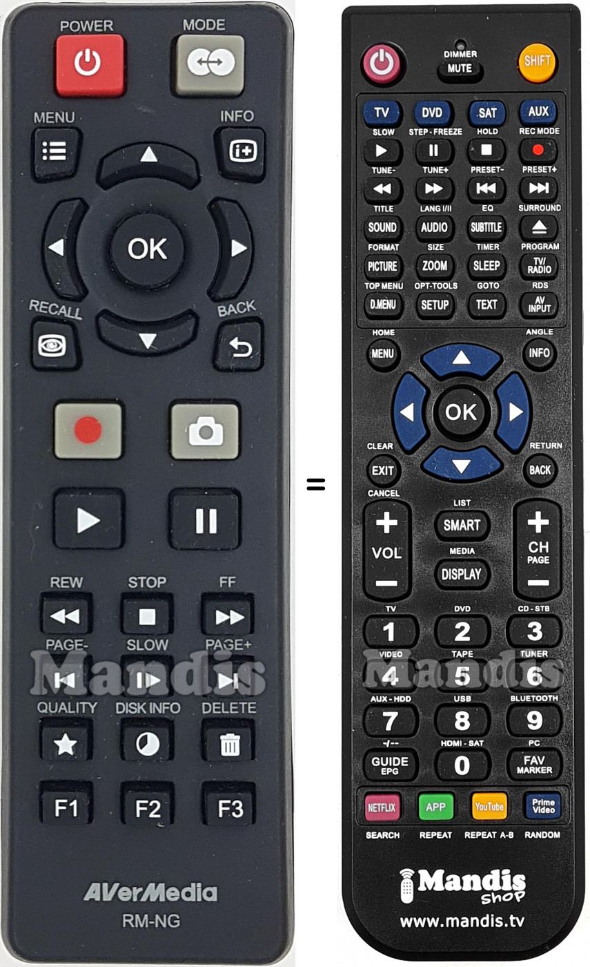 Télécommande équivalente AVERMEDIA RM-NG