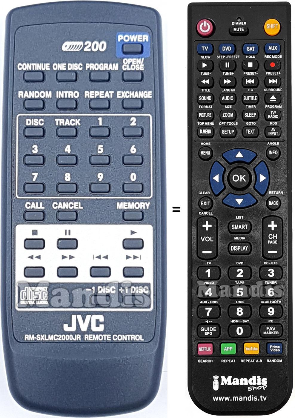 Télécommande équivalente RMSXLMC2000JR