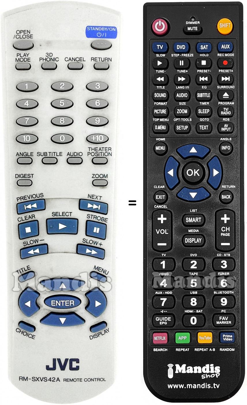 Télécommande équivalente JVC RM-SXVS 42 A