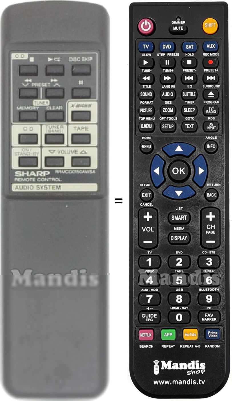 Télécommande équivalente Sharp RRMCG0150AWSA
