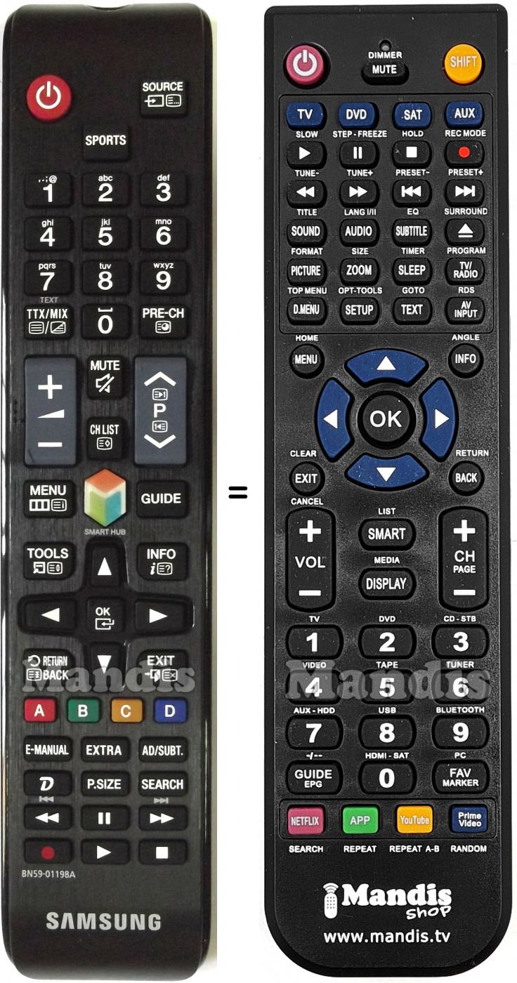 T&eacute;l&eacute;commande &eacute;quivalente Samsung BN59-01198A