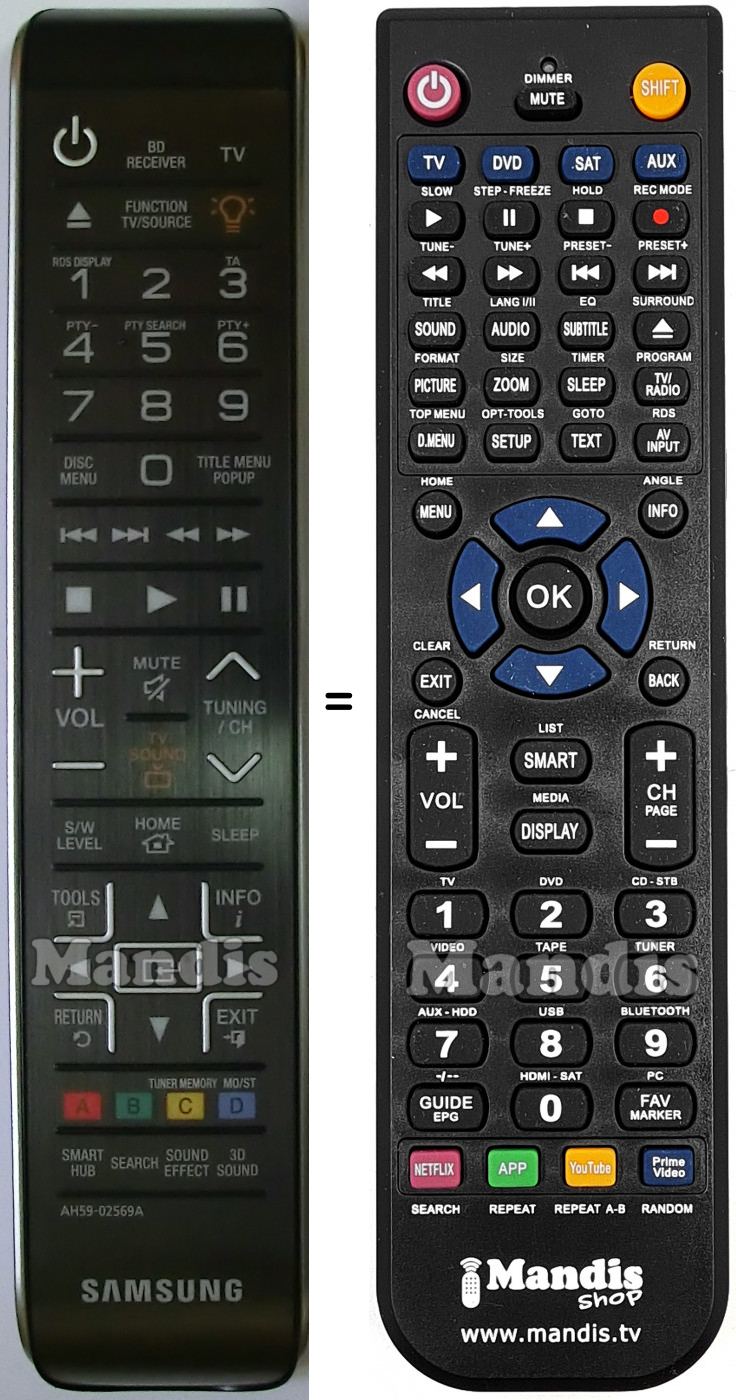 T&eacute;l&eacute;commande &eacute;quivalente Samsung AH5902569A